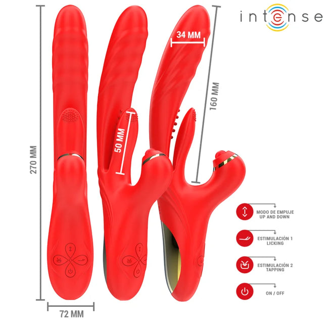 INTENSE - ROSALIA MULTIFUNKTIONSVIBRATOR 3 IN 1 ROT - HI-TECH Vibrator