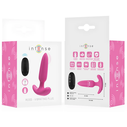 Pink intensiver ross anal plug mit 10 vibrationen und ergonomischem design inklusive schwarzer fernbedienung