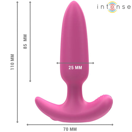 Rosafarbener silikon analplug intense ross mit gebogenem fuß und spitz zulaufender spitze mit 10 vibrationen und fernbedienung