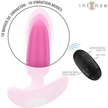 Pink silikon-fernbedienbarer vibrator mit schwarzer steuerung aus dem produkt intense ross anal plug 10 vibrationen rosa