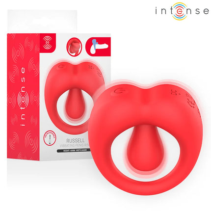 Rojo anillo vibrador de silicona intense russell con estimulación de clítoris y modos de vibración
