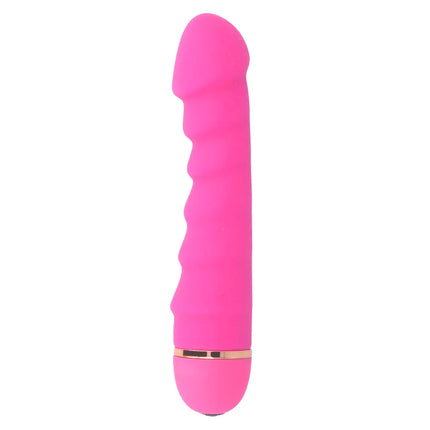 Pink silikon vibrator mit strukturierter oberfläche und goldfarbenem metallband INTENSE - Sally 20 geschwindigkeiten silikon
