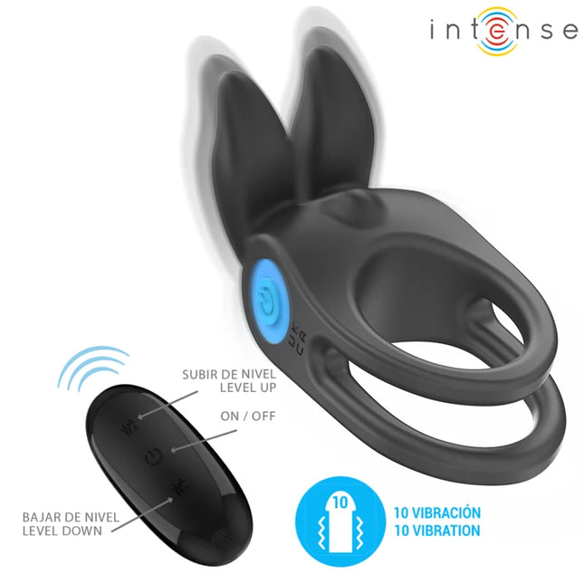 INTENSE - SAM VIBRATOR DOPPEL-PENISRING 10 VIBRATIONEN SCHWARZ - Penisring mit Vibration