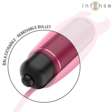 Intense scarlet vibrierende kugel red demon adult toy in pink and black with removable bullet tip 9,3 x 2,4 cm