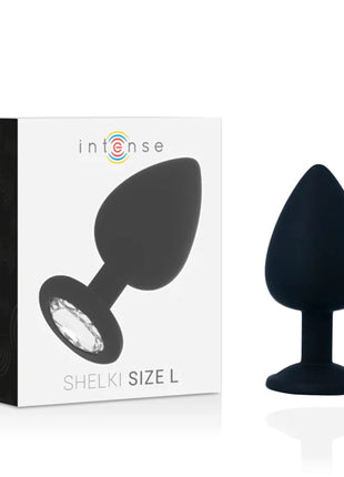 Intense shelki l anal plug schwarz aus schwarzem silikon mit glattem tropfenförmigem kopf und abgerundetem sockel