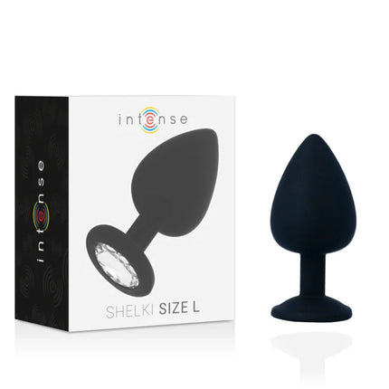 Intense shelki l anal plug schwarz aus schwarzem silikon mit glattem tropfenförmigem kopf und abgerundetem sockel