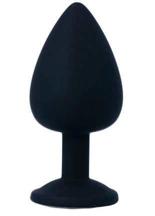 Schwarzer silikon analplug intense shelki l mit tropfenförmigem kopf und glattem runden sockel
