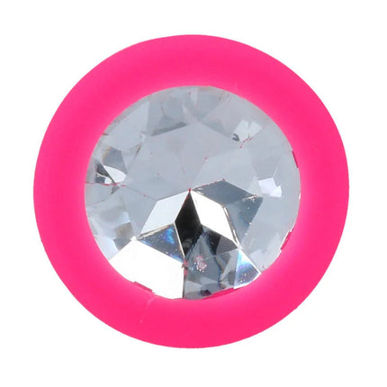 Intense shelki s plug anal mit klar facettiertem kristall strass in pink rundrahmen