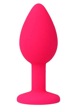 Intense shelki s anal plug aus pinkem silikon mit glattem tropfenförmigem kopf und abgerundetem rand