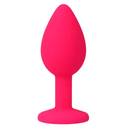 Intense shelki s anal plug aus pinkem silikon mit glattem tropfenförmigem kopf und abgerundetem rand