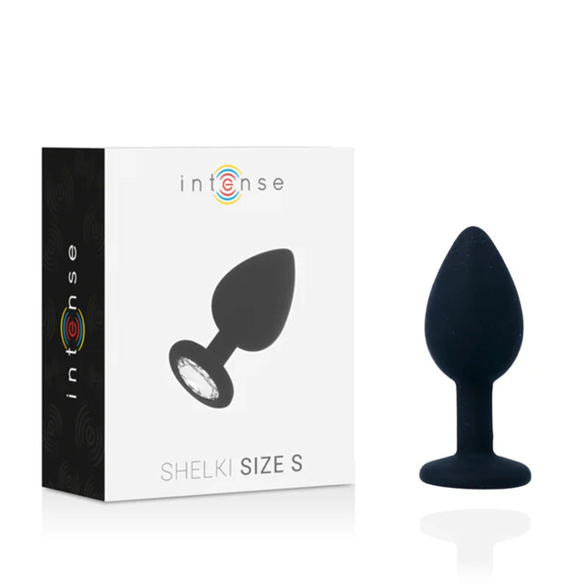 Schwarzer silikon analplug intense shelki s mit tropfenförmigem kopf und flachem sockel