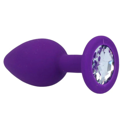Lila silikon anal plug intense shelki s mit klarer facettierter kristallbasis für intensives vergnügen