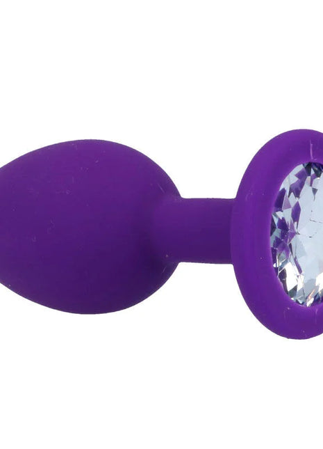 Lila silikon anal plug intense shelki s mit klarer facettierter kristallbasis für intensives vergnügen