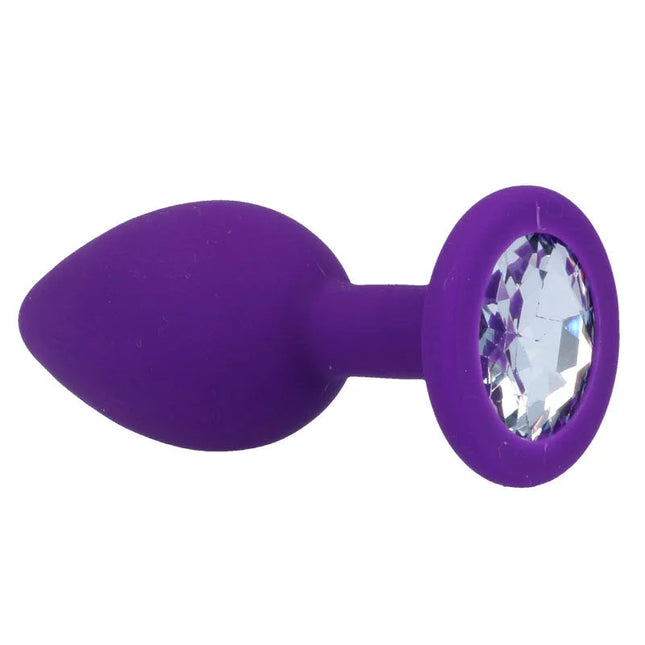 Lila silikon anal plug intense shelki s mit klarer facettierter kristallbasis für intensives vergnügen