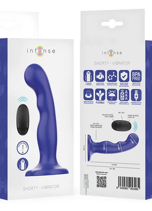 INTENSE - SHORTY VIBRATOR MIT SAUGNÄPFEN BLAU FERNBEDIENUNG