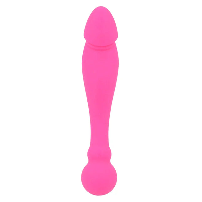 Ein intensiver silikon rick dual rosa schläger mit glattem rundem kopf und spitz zulaufendem griff in pink