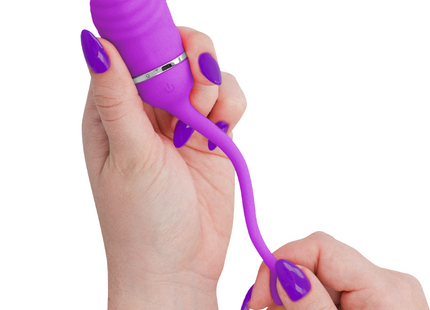 Intense sookie fernbedienungs-vibrationssei lila aus flexiblem silikon mit silbernem akzentband und flexibler schwanzspitze