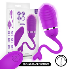 Intense sookie fernbedienungs-vibrationsei lila mit eleganter gerippter struktur und silbernem akzent band