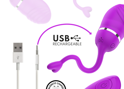 Lila intensives usb wiederaufladbares vibrationssei mit magnetladegerät und fernbedienung von sookie