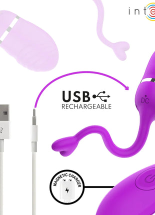 Lila intensives usb wiederaufladbares vibrationssei mit magnetladegerät und fernbedienung von sookie