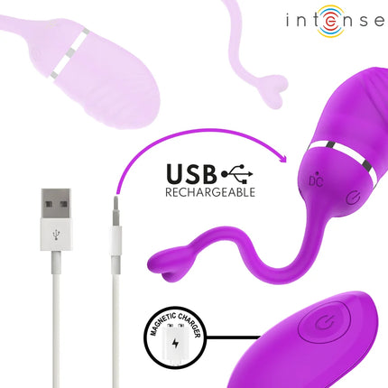 Lila intensives usb wiederaufladbares vibrationssei mit magnetladegerät und fernbedienung von sookie