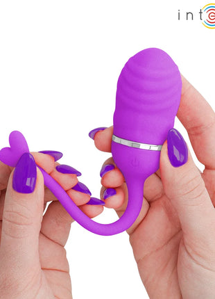 Intense sookie fernbedienungs-vibrationsei lila mit geripptem, eiförmigem körper und flexiblem herzgriff