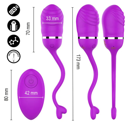 Lila silikon fernbedienungs-vibrator sookie mit gebogenem schaft und herzförmiger basis mit silberakzenten