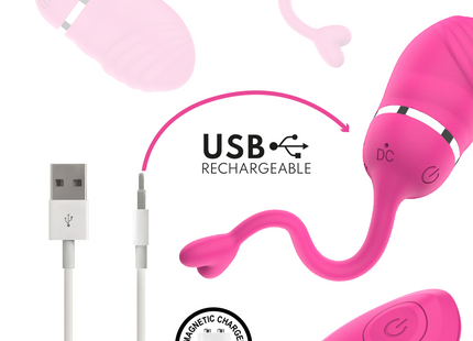 Intense sookie fernbedienungs-vibrationsei in rosa mit usb wiederaufladbar, magnetischem ladegerät und steuerknopf