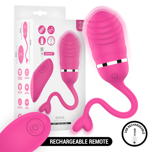 Rosa sookie vibrations ei mit flexiblem geripptem körper und herzförmiger basis für intensive fernbedienungsvibrationen
