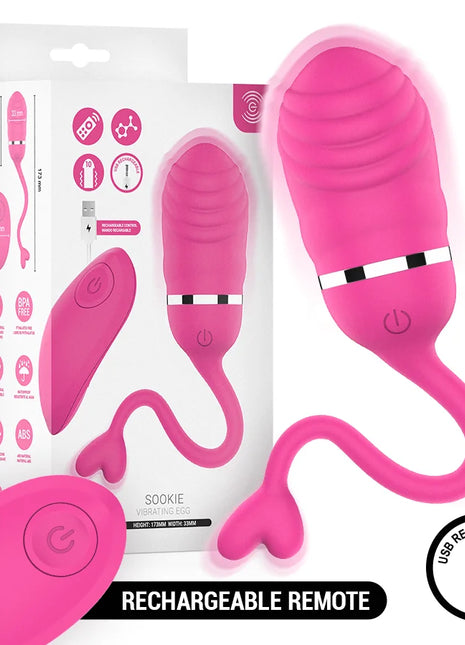 Rosa sookie vibrations ei mit flexiblem geripptem körper und herzförmiger basis für intensive fernbedienungsvibrationen