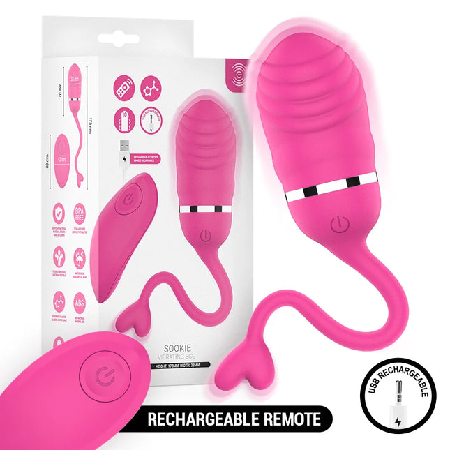 Rosa sookie vibrations ei mit flexiblem geripptem körper und herzförmiger basis für intensive fernbedienungsvibrationen