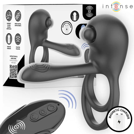 Schwarzer silikon-octopus-vibrator mit magnetischer ladestation und kabelloser fernbedienung von europäischer marke