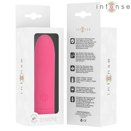 INTENSE - SYMONE USB WIEDERAUFLADBARER VIBRIERENDER BULLET 8 VIBRATIONEN ROSA 10 X 2,2 CM - Vibrierende Kugeln