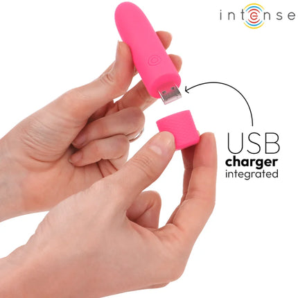 INTENSE - SYMONE USB WIEDERAUFLADBARER VIBRIERENDER BULLET 8 VIBRATIONEN ROSA 10 X 2,2 CM - Vibrierende Kugeln