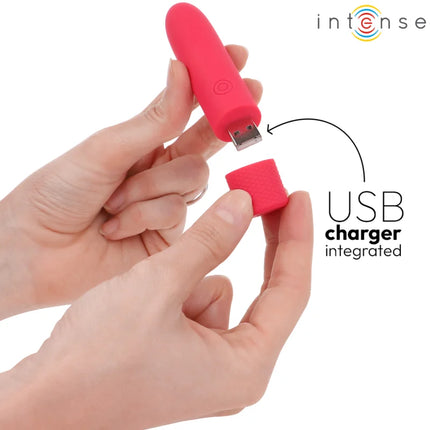 INTENSE - SYMONE USB WIEDERAUFLADBARER VIBRIERENDER BULLET 8 VIBRATIONEN ROT 10 X 2,2 CM - Vibrierende Kugeln