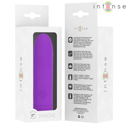 INTENSE - SYMONE USB WIEDERAUFLADBARER VIBRIERENDER BULLET 8 VIBRATIONEN LILA 10 X 2,2 CM - Vibrierende Kugeln