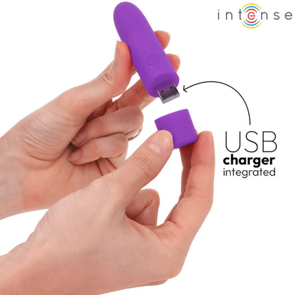 INTENSE - SYMONE USB WIEDERAUFLADBARER VIBRIERENDER BULLET 8 VIBRATIONEN LILA 10 X 2,2 CM - Vibrierende Kugeln