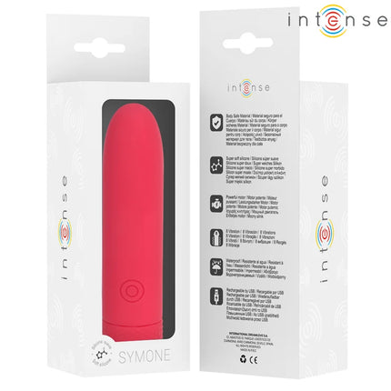 INTENSE - SYMONE USB WIEDERAUFLADBARER VIBRIERENDER BULLET 8 VIBRATIONEN ROT 10 X 2,2 CM - Vibrierende Kugeln