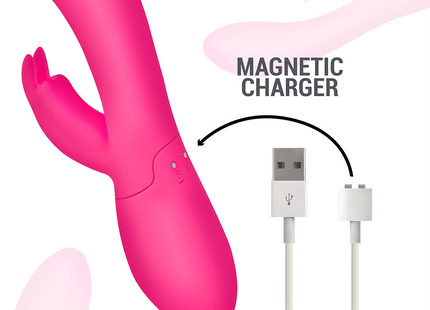 Vibranter pinker intens tammy kaninchen-stimulator mit wärme in glattem silikon und magnetischem ladeanschluss