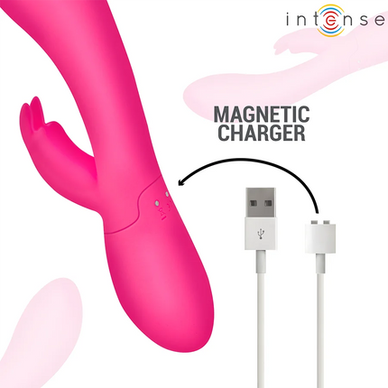 Vibranter pinker intens tammy kaninchen-stimulator mit wärme in glattem silikon und magnetischem ladeanschluss