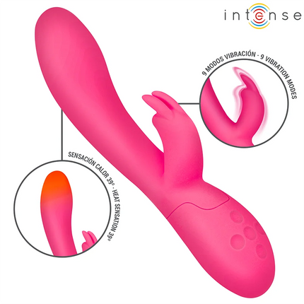 Intenses tammy kaninchen-stimulator in leuchtendem pink mit ergonomischem design und wärmefunktion