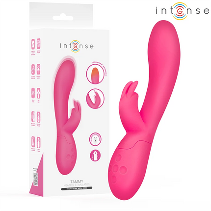 Intense tammy kaninchen-stimulator in hellrosa mit intensiver wärmefunktion, glattem design und strukturiertem griff