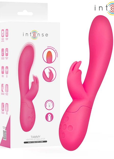 Intense tammy kaninchen-stimulator in hellrosa mit intensiver wärmefunktion, glattem design und strukturiertem griff