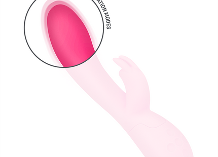 Intense tammy kaninchen-stimulator aus rosa silikon mit 9 vibrationsmodi und wärmefunktion