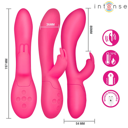 Pink silikon rabbit-vibrator tammy kaninchen-stimulator mit magnetischer ladestation und wärmefunktion