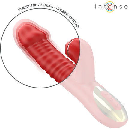 Intense thalia vibration und stoss und tapping rotes und pinkes silikon vibratoren mit strukturierter oberfläche