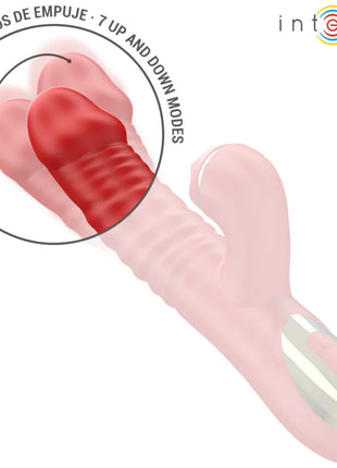 Intense thalia vibration stoss und tapping roter sexspielzeug aus pinkem silikon mit rotem strukturiertem kopf und silbernem bedienfeld