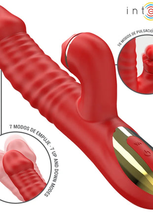 Intense thalia vibration stoss und tapping erwachsenen toy in rot mit strukturierter oberfläche und goldakzenten