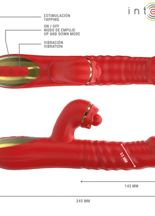 Rotes intense thalia vibration stoss und tapping erwachsenen toy mit goldakzenten und strukturierter oberfläche