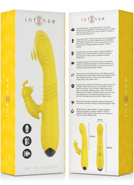INTENSE - TOKY MULTIFUNKTIONSVIBRATOR UP & DOWN MIT KLITORELSTIMULATOR GELB - HI-TECH Vibrator